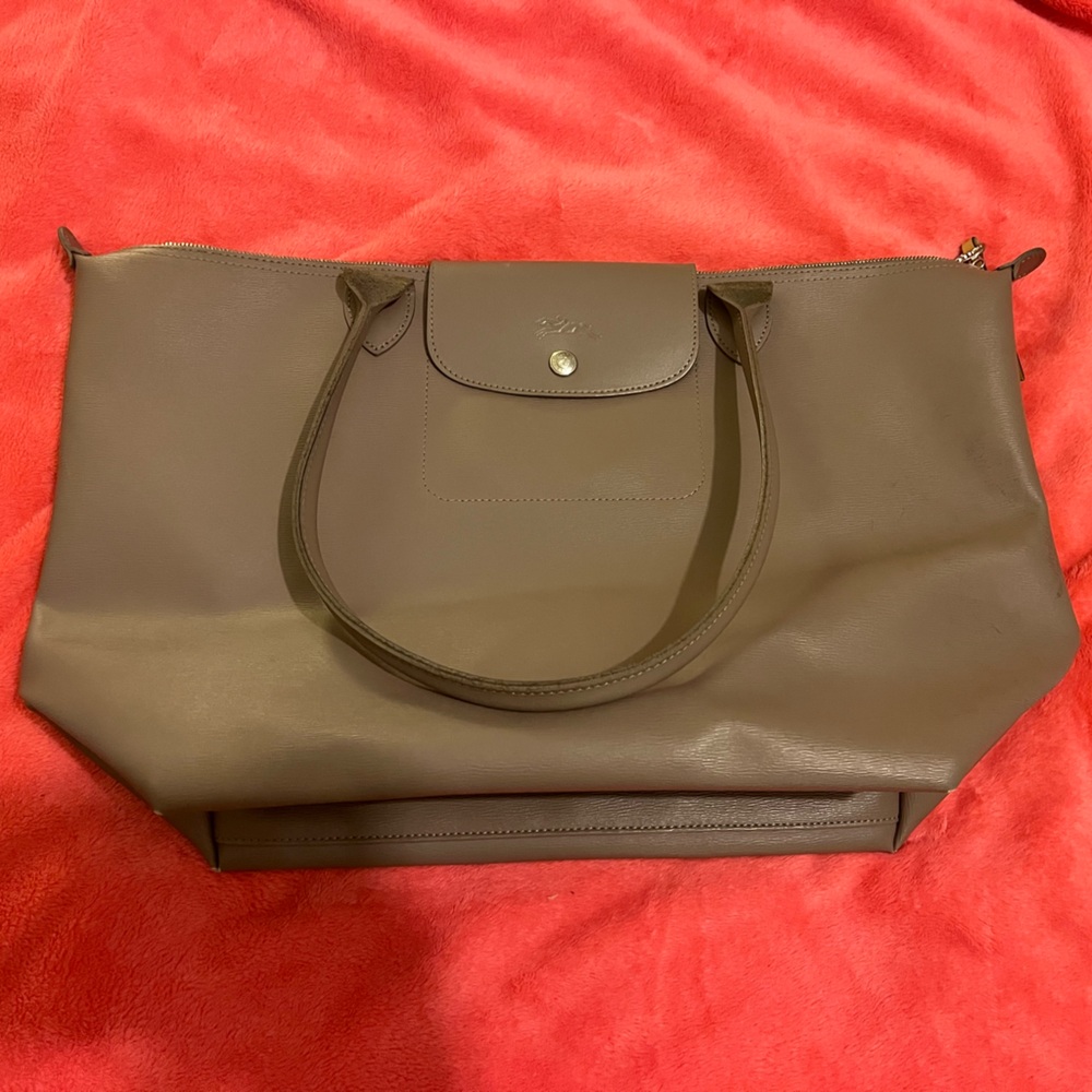 Longchamp Large Le Pliage City Shoulder Tote in Taupe